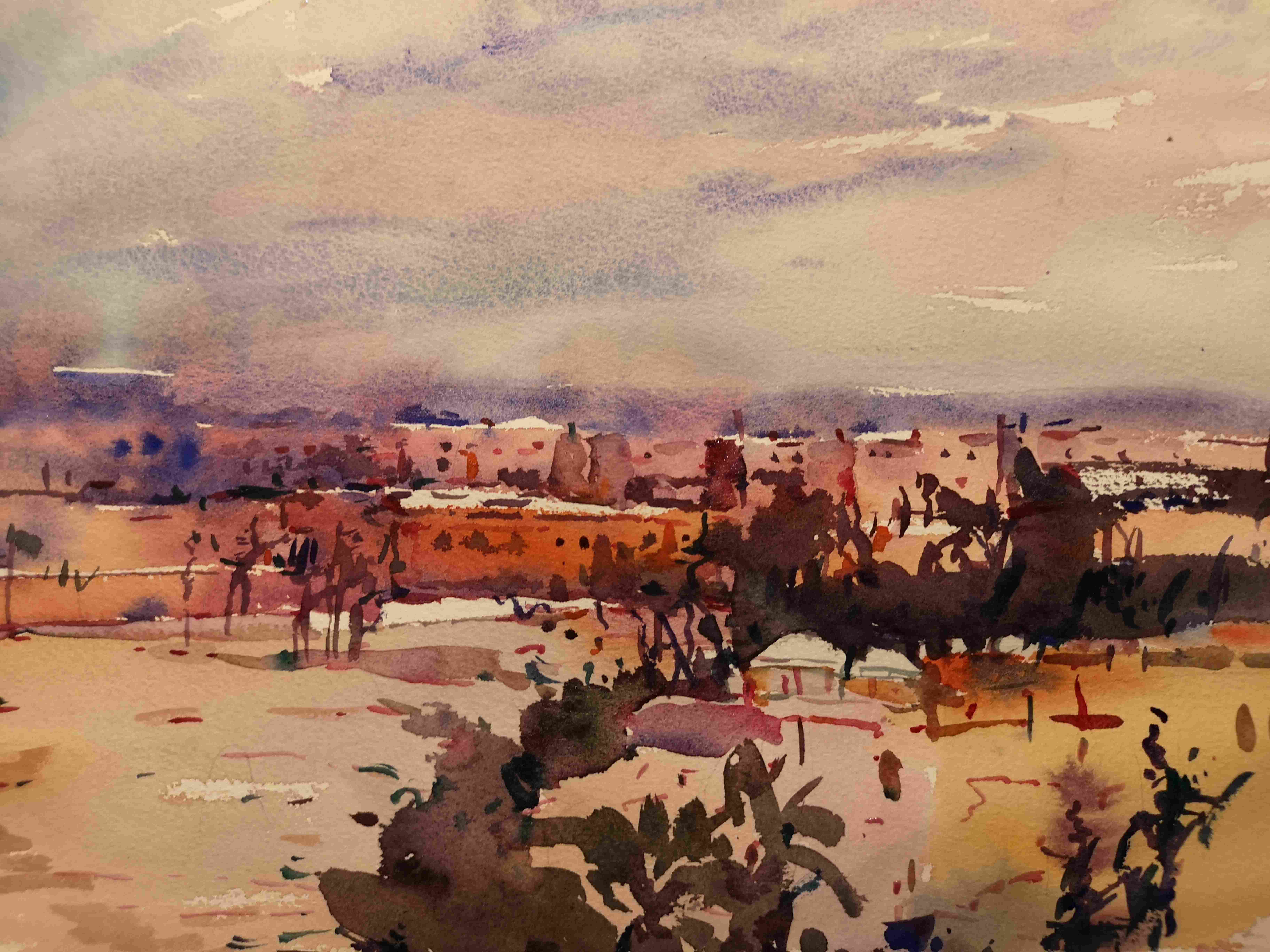 《摩洛哥红城》水彩写生 骆建钧